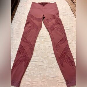 Lululemon Pink Leggings with Lace Detail